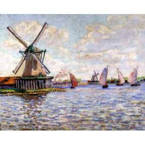   painting name Windmills in Holland, By Guillaumin Armand Home