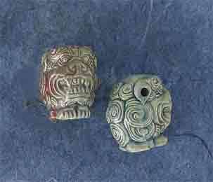 RAKU DRAGON HEAD BEADS, GORGEOUS COLORS  