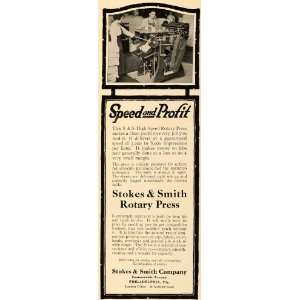  1922 Ad Stokes Smith Rotary Press Paper High Speeds Job 