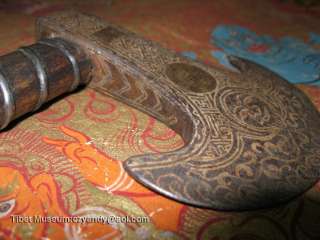 ritual silvered gilded iron battle ax phurba dorje museum quality