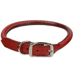   Rolled Leather 3/8 Dog Collar in Red