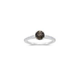  0.17 Cts Diamond & 0.85 Cts Smokey Quartz Engagement Ring 