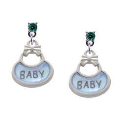 Sided Blue Baby Bib Emerald Swarovski Post Charm Earrings [Jewelry 