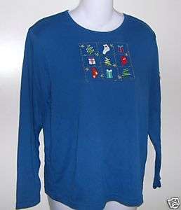 CB Casual Petite soft blue l/s Christmas shirt PL  