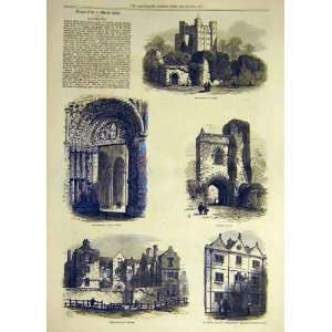  1876 Sketches Rochester Castle Cathedral Priory Watts 