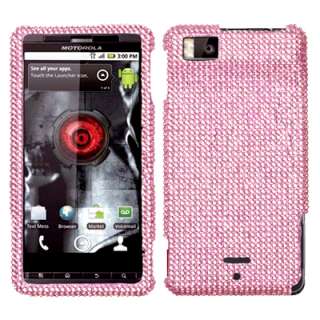 crystal diamante phone protector cover case motorola milestone x pink