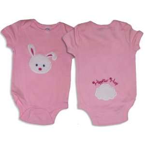 Hippity Hop Applique Pink Bunny Onesie Baby Sizes 6M 12M 