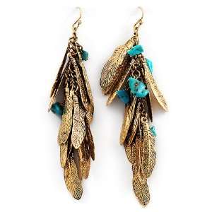   Turquoise Gemstone Feather Dangle Earrings Fashion Jewelry Jewelry