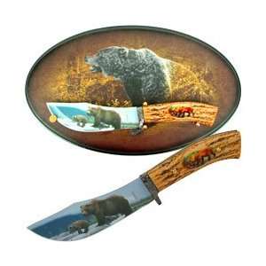  New Trademark Spectacular Grizzly Bear Themed Knife 10 In 