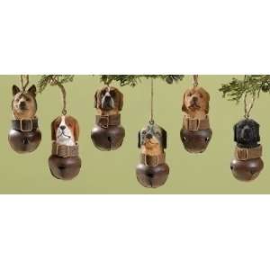   of 12 Pet Keepsakes Dog Head Bell Christmas Ornaments