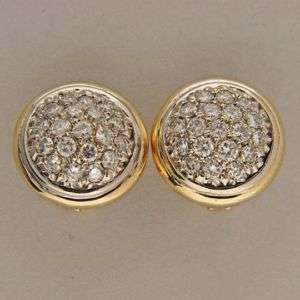 DOMED ROUND BUTTON PAVE DIAMOND 1.60CT CENTER 14K WHITE & YELLOW GOLD 