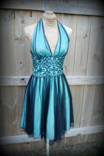   Mint Green and Black Blondie Nites by Linda Bernell Prom Dress Size 3