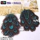 Peacock Feather Flower Hair Extensions Dangle Earrings items in VILY 