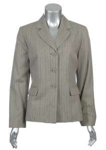 Pendleton Womens Wool Three Button Pink Pinstripe Blazer Jacket Taupe 