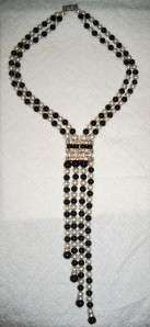 RARE~Art Deco Black & White Glass Bead RS Necklace~LOOK  