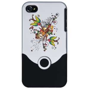 iPhone 4 or 4S Slider Case Silver Live Free Birds   Peace Symbol Sign