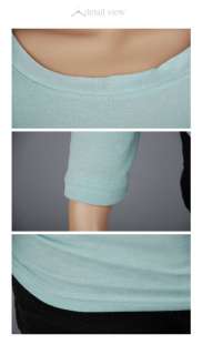 Women Basic Long Sleeve Solid Crewneck Elastic Stretch T SHIRT (BB 