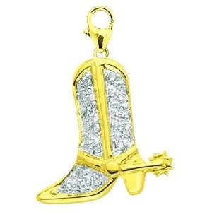  14K Yellow Gold Diamond Cowboy Boot Jewelry
