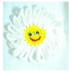  Happy Face Crochet Daisy Flower Refrigerator Magnet Set of 