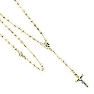  14K Yellow Gold 2.5mm Beads Our Lady Guadalupe Crucifix 
