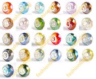 20 pcs AB Mix Color Crystal Glass European Charm Beads Fit European 