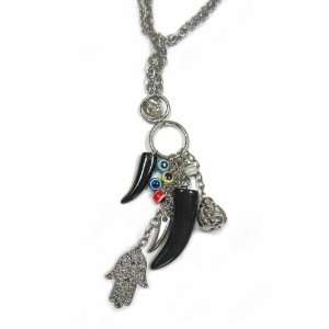   Necklace with Hamsa, Buddha, Evil Eye, and Elephant Tusk Jewelry
