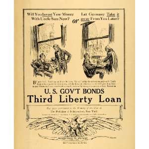 1918 Ad Uncle Sam U. S. Government Bonds Loans WWI   Original Print Ad 