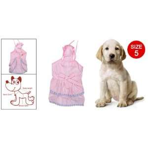   Pink Size 5 Striped Pattern Lace Hem Spaghetti Strap Dress for Pet Dog