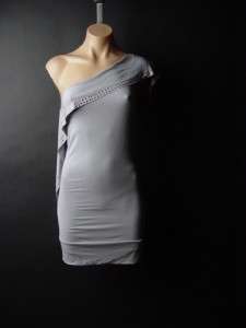 GRAY Studded One Shoulder CORSET Mini Dress fp Tunic M  