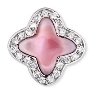 ClassicDiamondHouse Pink Mother Of Pearl Inlay Cubic Zirconia {C.Z 