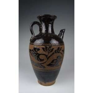 One Cizhou Ware Sgraffiato Black Glaze Porcelain Wine Pot 