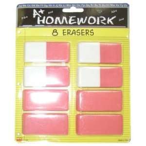  Erasers   Pink   8 pack   Large beveled Electronics