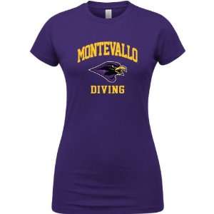  Montevallo Falcons Purple Womens Diving Arch T Shirt 