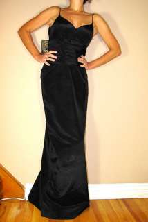 Nicole Miller Fitted Waist Glam Slimming Black Hourglass Dress Gown 10 