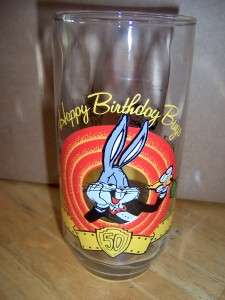 HAPPY 50TH BIRTHDAY BUGS BUNNY GLASS WARNER BROS 1990  