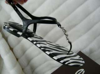 BEBE SHOES flats sandals flip flops new 177384 Jacinda black zebra 