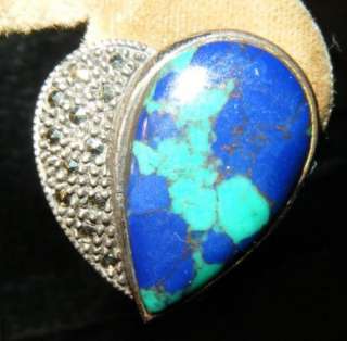 VERY COOL TURQUOISE,LAPIS,STERLING/MARCASITE,EARRINGS  