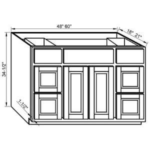   V4821DD   Double Door / Six Drawer Vanity Base Cabinet