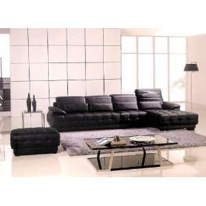  4pc Modern Sectional Leather Sofa Set #AM L296 BK