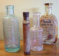 Lot of 4 ANTIQUE Cologne BOTTLE Vial HOYTS Johnsons  