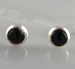 Onyx 6mm Round Stud Earrings Sterling Silver .925 Southwest Jewelry 