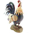 Artisan Hand Finished Metal Perched Rooster Statue Figu