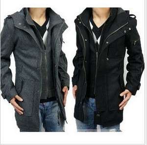 NEW Men Wool Winter Coat Trench Coat Outerwear Long Jacket Overcoat 