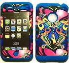 Butterfly on Blue Silicone Apple iPhone 3G 3GS Hybrid 2 in 1 Rubber 