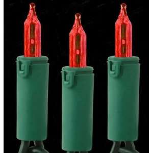    Set of 35 Red Mini Christmas Lights   Green Wire