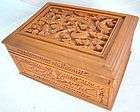 Chinese Export Hand Carved Wood Jewelry or Trinket Box with DRAGONS 