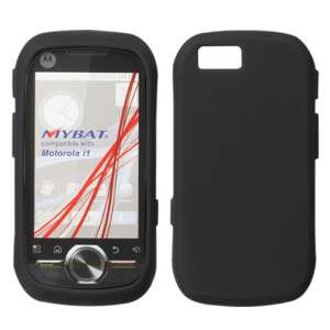 Black Rubber Silicone Skin Case Cover for Motorola i1  