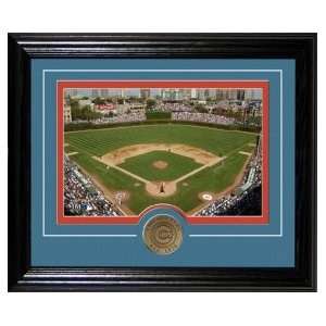 Wrigley Field Framed with Bronze Coin 