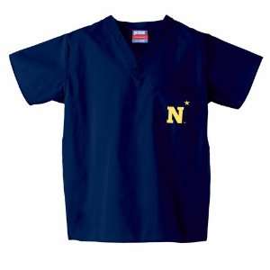 BSS   Navy Midshipmen NCAA Classic Scrub 1 Pocket Top (Navy) (X Small)