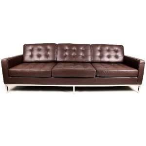  Florence Knoll Style Sofa 3 Seat, Choco Brown Aniline 